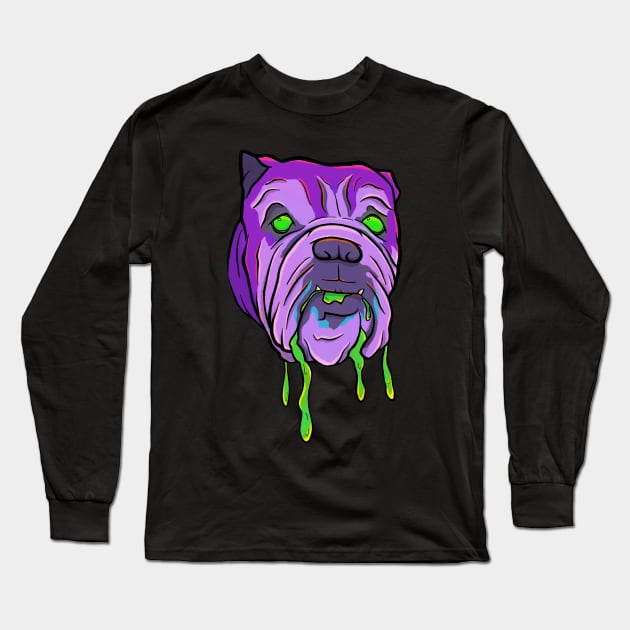 Spooky Slimey English Bulldog Long Sleeve T-Shirt by Domingo Illustrates